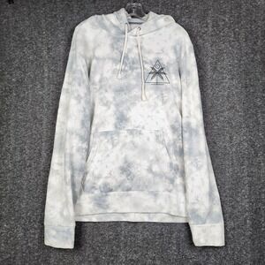 Old Navy Hoodie Mens XL Grey White‎ Tie Dye Palm Tree Graphic Pullover